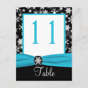 Tischnummer Schwarz, Weiß, Schneeflocken