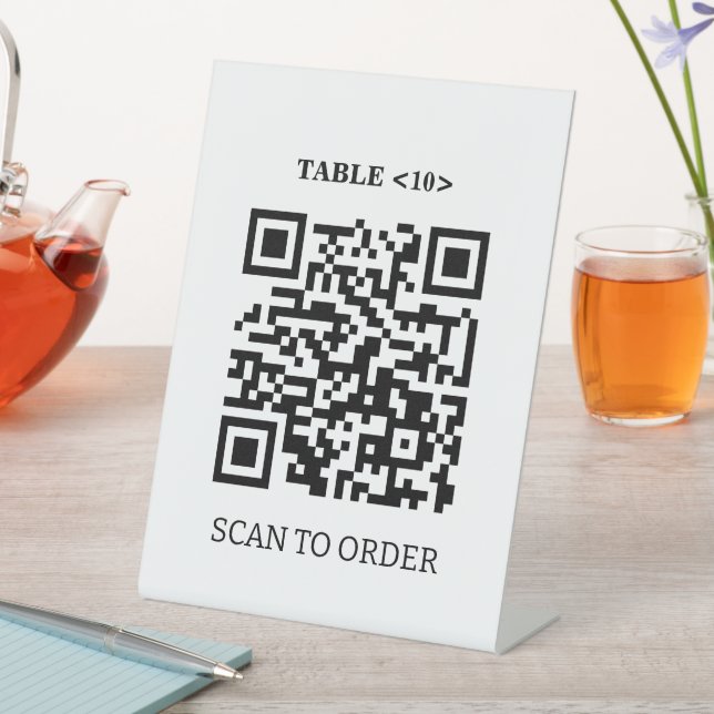 Tischnummer-Signierung, QR-Codeprüfung zum Bestell Sockelschild (In Situ)