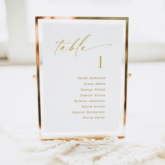 Tischnummer Sitzkarte (Elegant Modern Script Table Number Individual Seating Chart)