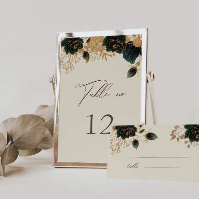 Tischnummer-Sitzkarte für die Aquarellgoldfarben RSVP Karte (Von Creator hochgeladen)