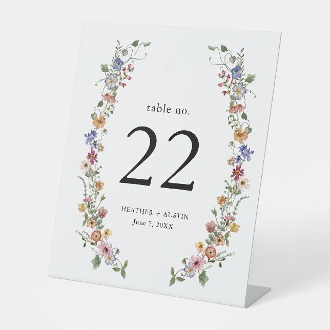 Tischnummer Sockelschild (Colorful Floral Table Number Pedestal Sign by Painted Paperie
)
