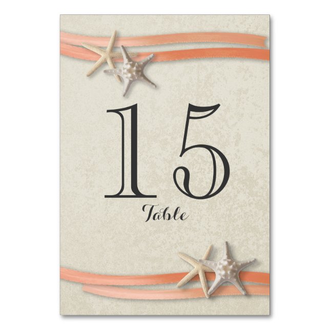 Tischnummer Starfish and Coral Ribbon (Vorderseite)