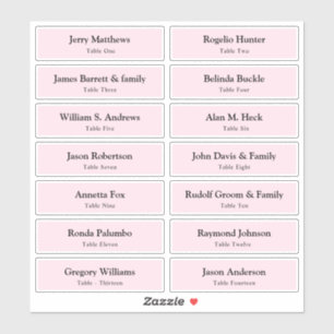 Tischnummer-Stick für Hochzeitgäste der Platzkarte Aufkleber