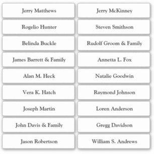 Tischnummer-Stick für Hochzeitgäste der Platzkarte Aufkleber