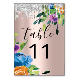 Tischnummer Tropfen Hochzeit der Silver Navy Rose