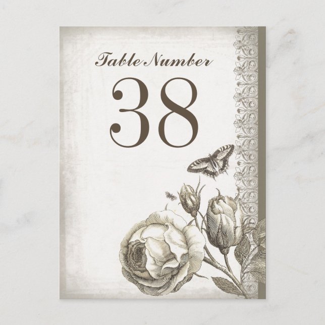 Tischnummer Vintage Karten (Vorderseite)