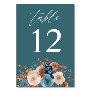 Tischnummer von Beige & Dusty Blue Floral - Aquama