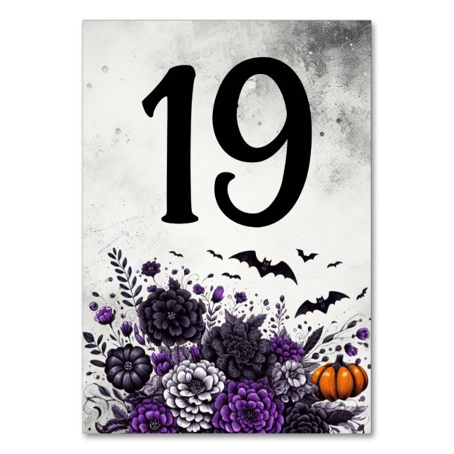 Tischnummer von Fledermäusen und Blume 19 (Vorderseite)