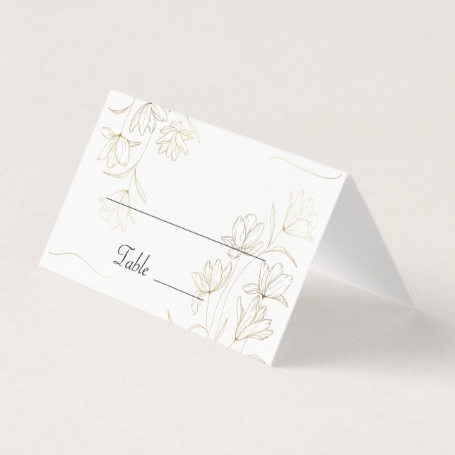 Tischnummer von Gold-Blume und Platzkarten (Vorderseite)
