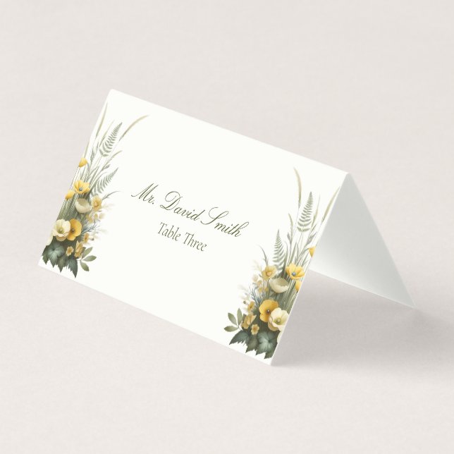 Tischnummer von Vintagen Wildblumen Platzkarten (Vorderseite)