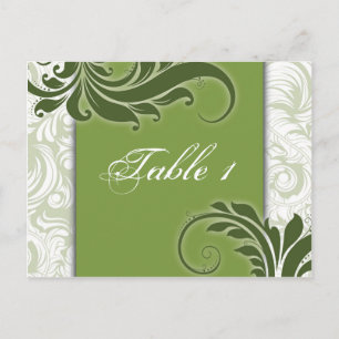 Tischnummer Wedding Card - Elegante grüne Wirbel