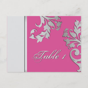 Tischnummer Wedding Card - Fuschia & Silver
