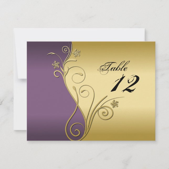 Tischnummer Wedding Card - Klassisch Lila & Gold (Vorderseite)