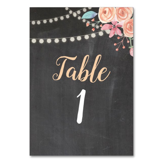 Tischnummer Wedding Coral Peach Blume Floral (Vorderseite)