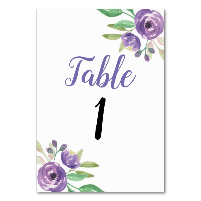 Tischnummer Wedding Garden Lila Blume Florenz (Vorderseite)