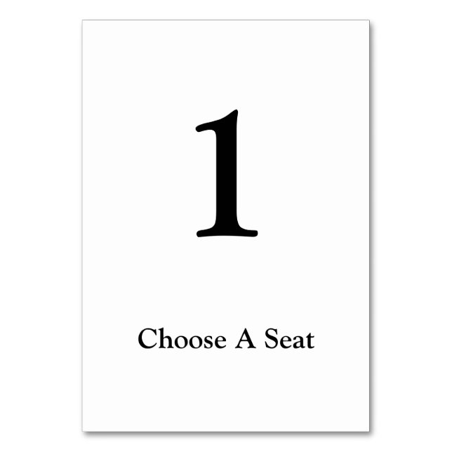 Tischnummer Weiß/Schwarz (Vorderseite)