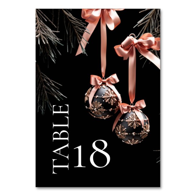 Tischnummer | Winterrosa und Onyx Baubles (Vorderseite)