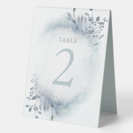 Tischnummer-Zeichen für staubblaues Aquarell Tischaufsteller