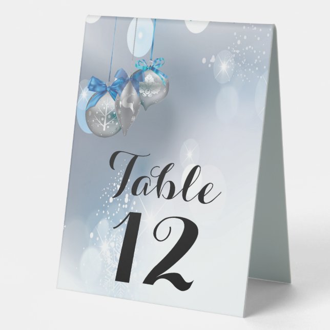 Tischnummer Zelt Card Winterschneeflocken Ornament Tischaufsteller (Vorderseite)