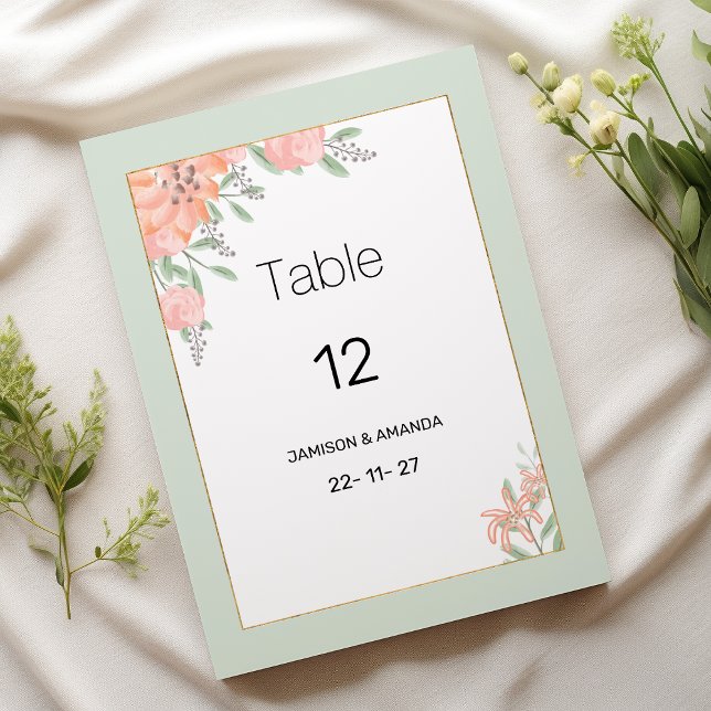 Tischnummern (Botanic pink coral mint spring flora Table Numbers)