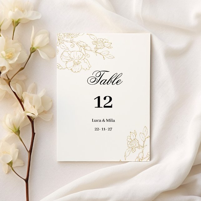 Tischnummern aus weißem Gold (Simple elegant white gold floral Table Numbers)
