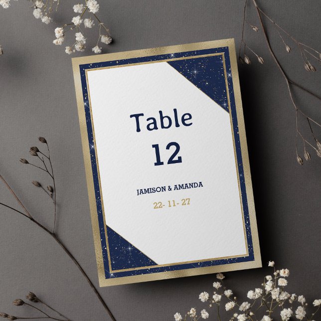 Tischnummern aus weißem Goldmedaille mit blauem Gl (White gold navy blue glitter glam Table Numbers)