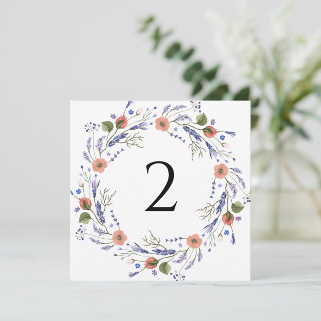 Tischnummern Blumenrahmen schlicht (Stehend Vorderseite)