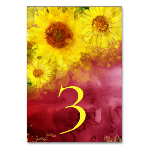 *~* TISCHNUMMERN Burgund Sonnenblumen Hochzeit
