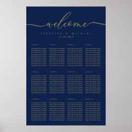 Tischnummern des Navy Gold-Seetingplans willkommen Poster