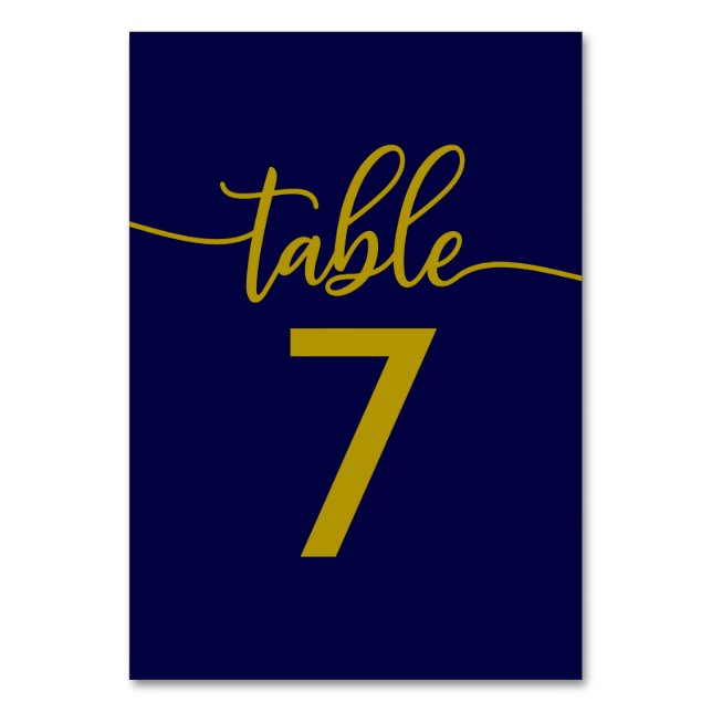 Tischnummern | Elegant Gold Navy Blue Wedding (Vorderseite)