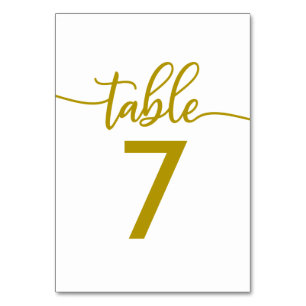Tischnummern   Elegante Goldschrift Hochzeit