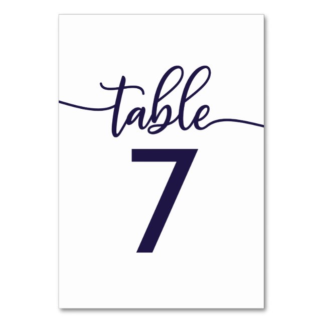 Tischnummern Elegante Kalligrafie Navy Blue (Vorderseite)