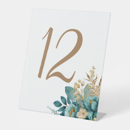 Tischnummern für Hochzeiten mit aquamarinen und go Sockelschild