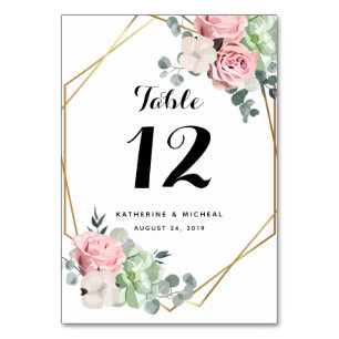 Tischnummern für Hochzeiten mit geometrischem Blus