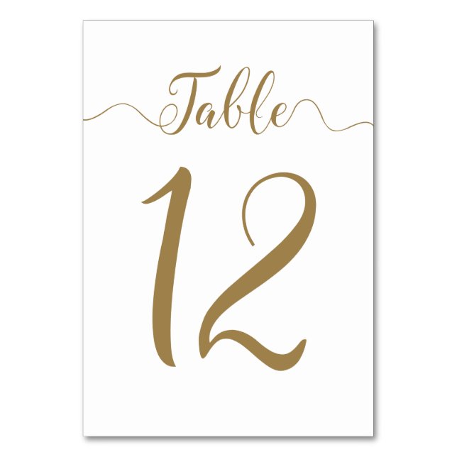 Tischnummern für Hochzeiten von Gold 12 (Vorderseite)