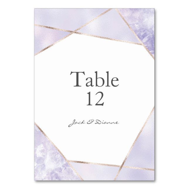Tischnummern für lila Hochzeiten und geometrische  (Vorderseite)