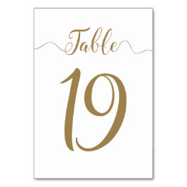 Tischnummern Gold Wedding Table 19