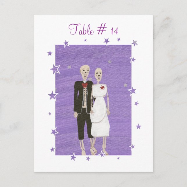 Tischnummern, Halloween Skeleton Couple Postkarte (Vorderseite)