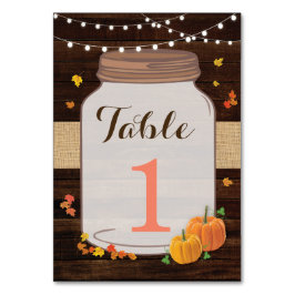 Tischnummern Hochzeit rustikale Jar Pumpkin Cards