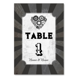 Tischnummern Hochzeit Steampunk Wedding Hearts Cog