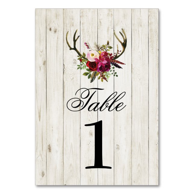 Tischnummern Hochzeit von Antlers Stag Rustikale K (Vorderseite)