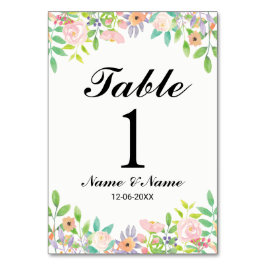 Tischnummern Hochzeit Wasserfarbenflora Elegant