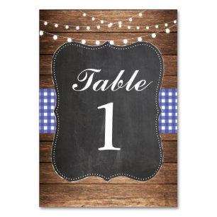 Tischnummern Hochzeit Wood GRILLEN Rustic Wood Blu