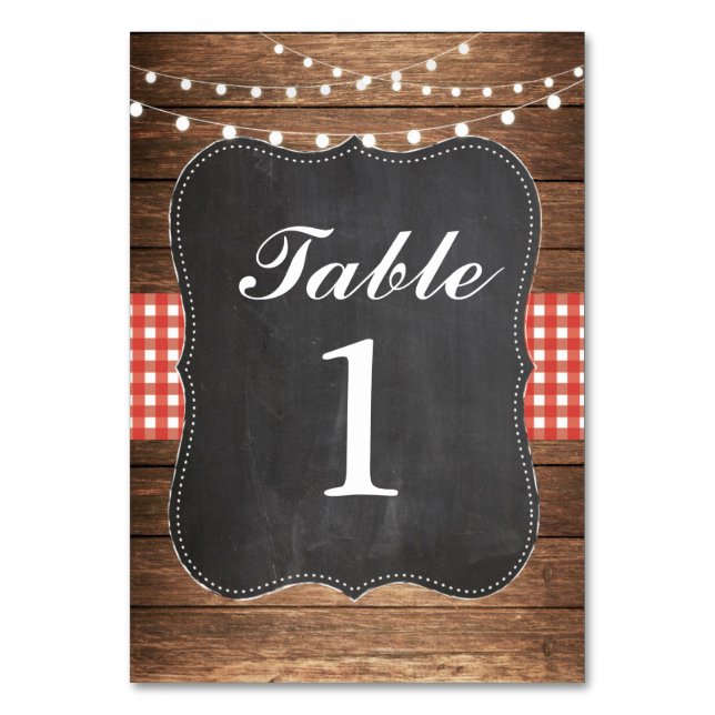 Tischnummern Hochzeit Wood GRILLEN Rustic Wood Red (Vorderseite)