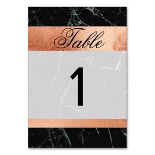 Tischnummern Hochzeiten Schwarzer Marmor Rose Gold