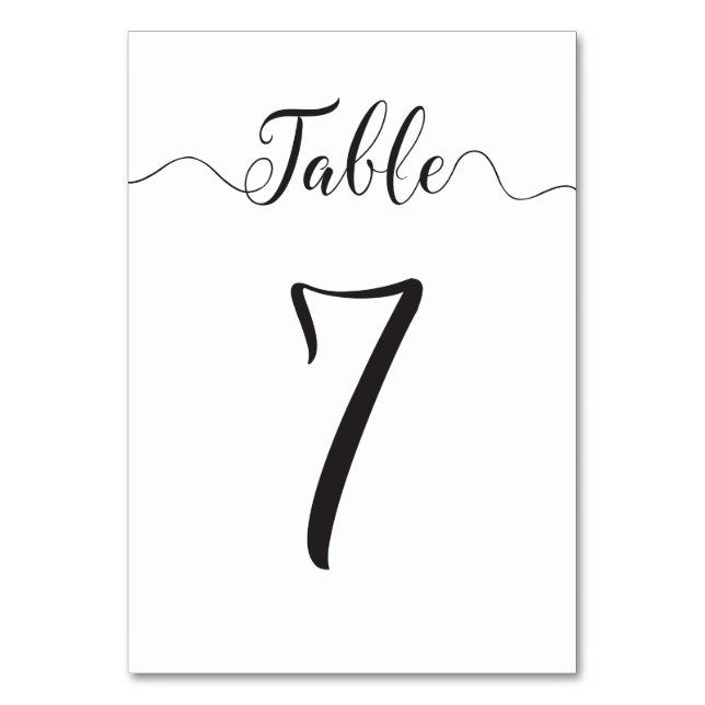 Tischnummern Hochzeiten Tabelle 7 (Vorderseite)
