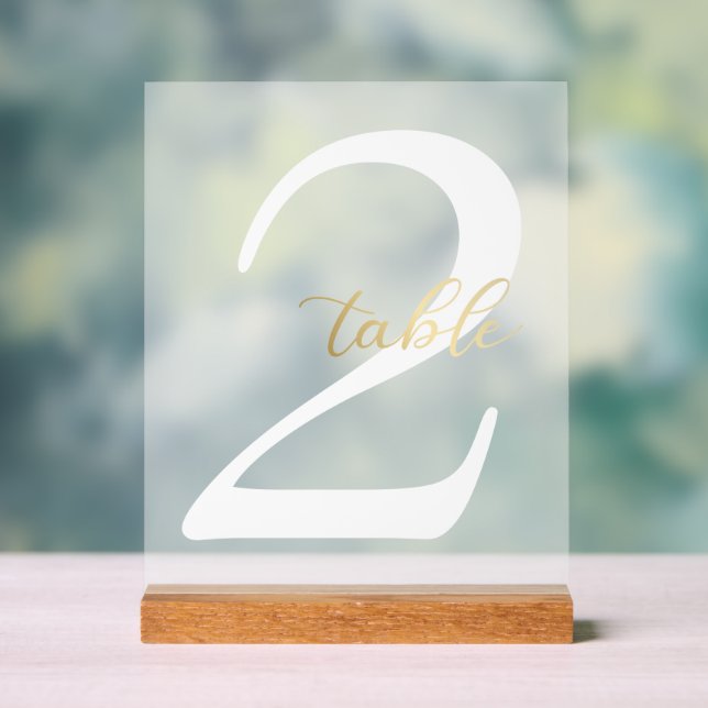 Tischnummern, Hochzeitsnummern, Gold, Empfang Acrylschild (Neutral)