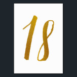 Tischnummern - Lässige Pinselschrift Typografie -1<br><div class="desc">Tischnummer 18: Diese lässige Pinsel Skript-Tischnummer-Karte ist Set in einem Imitat Goldfolie. WICHTIG: Die abgebildete Folie ist ein Druckeffekt. Es ist keine echte Folie. Wenn Sie diesen Effekt nicht gewollt haben, können Sie ihn wie folgt löschen: 1) Klicken Sie auf "Weiter anpassen. 2) Finden Sie das Bild, das z-gold Folie...</div>