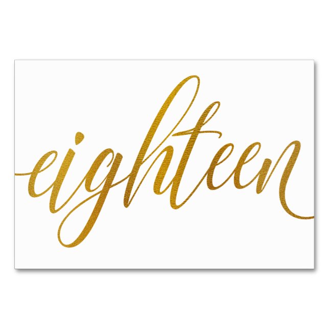 Tischnummern - Luxe Typografie - Imitate Goldfolie (Vorderseite)