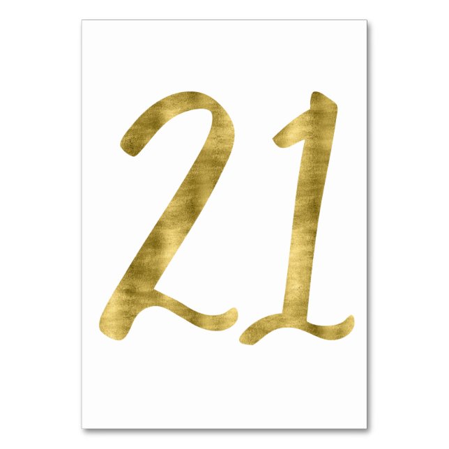 Tischnummern mit Goldfoileffekt Nummer 21 (Vorderseite)